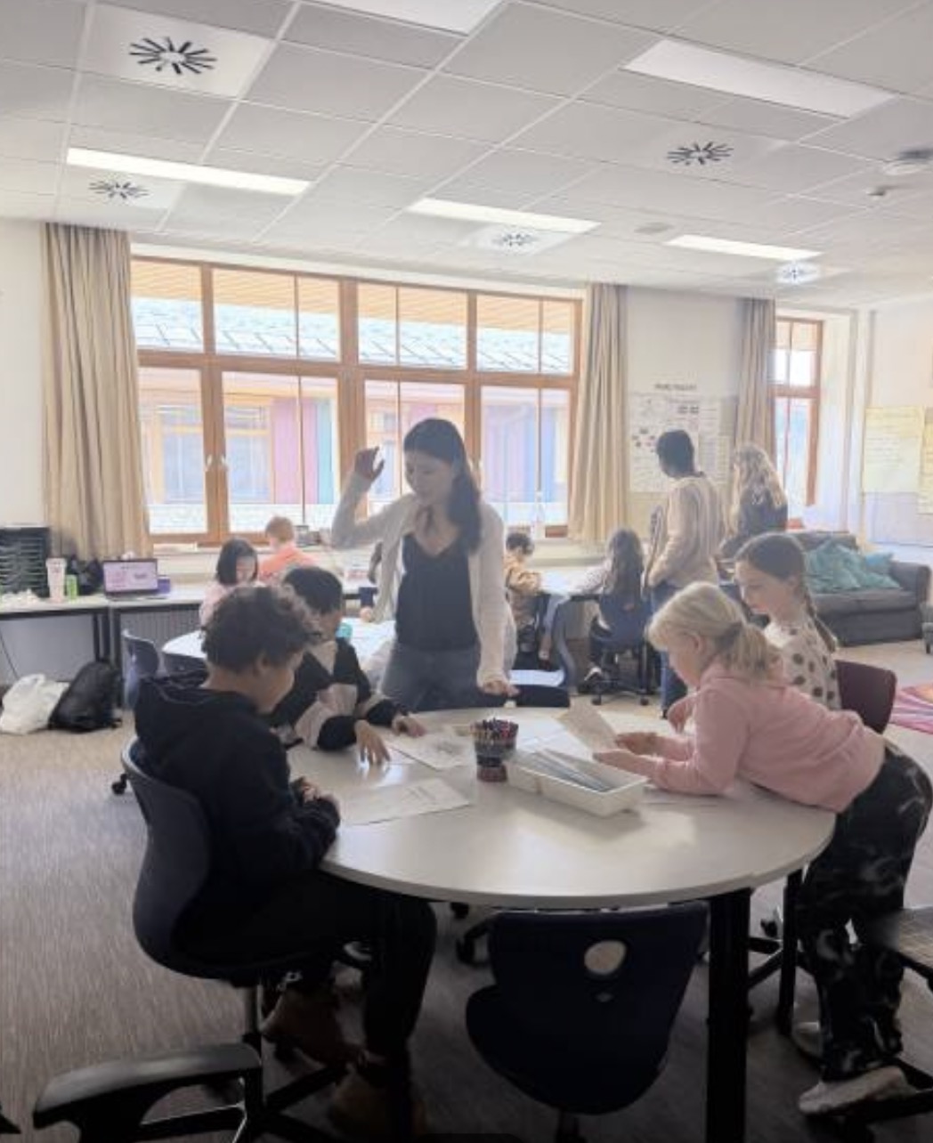 Students participating in a hands-on bio-health activity